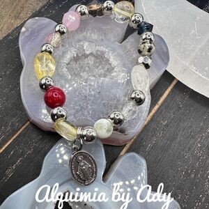 Alquimia by Ady multi stones silver Virgin Mary Bracelet